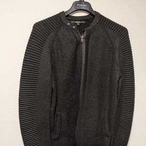 Guess Black Knit Moto Zip Sweater Jacket